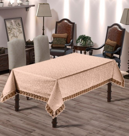 Скатерть DO&CO c гипюром 160x220 КДК (персиковый) - КОЛОРЛОН ВТД Новосибирск
