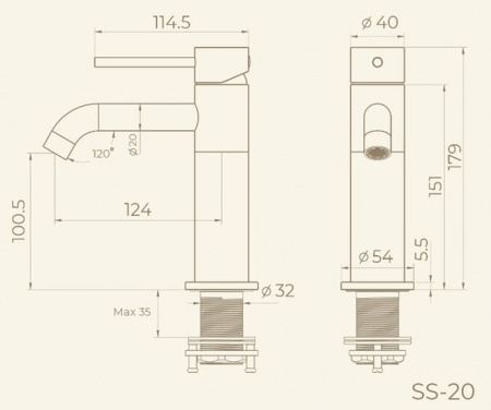 Смеситель Для Раковины Knotlor Ss-20/Rb - КОЛОРЛОН ВТД Новосибирск