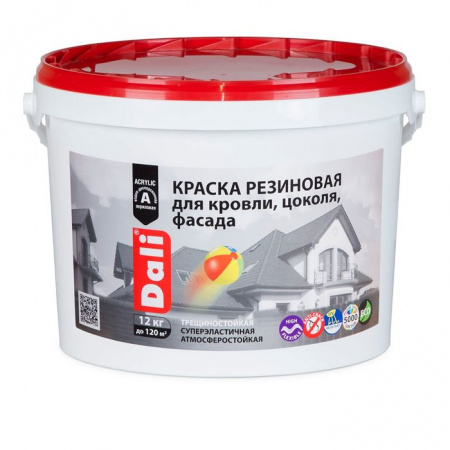 "DALI" краска резиновая для кровли, цоколя, фасада, база А - 12 кг - КОЛОРЛОН ВТД Новосибирск