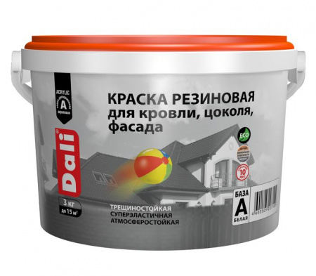 "DALI" краска резиновая для кровли, цоколя, фасада, слоновая кость RAL 1015 - 3 кг - КОЛОРЛОН ВТД Новосибирск