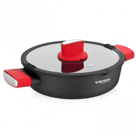 1026 VS Сотейник с крышкой Vensal Velours rouge (24см) - КОЛОРЛОН ВТД Новосибирск