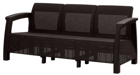 Диван RATTAN LUXE 3-х местный OLA DOM (шоколадный) - КОЛОРЛОН ВТД Новосибирск