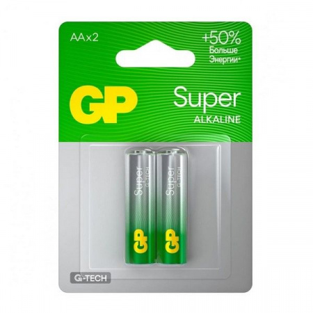 Алкалиновые батарейки GP Super Alkaline G-Tech 15А АA - 2 шт. - КОЛОРЛОН ВТД Новосибирск