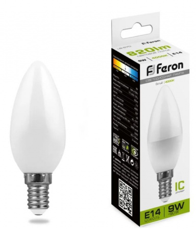 9W 230V E14 4000K C37, LB-570 Feron - КОЛОРЛОН ВТД Новосибирск