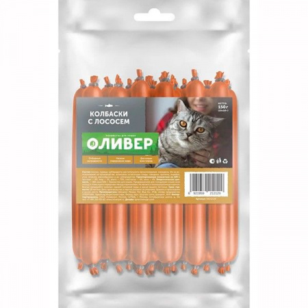 ОЛИВЕР для кошек  Колбаски с лососем , 15х10г - КОЛОРЛОН ВТД Новосибирск