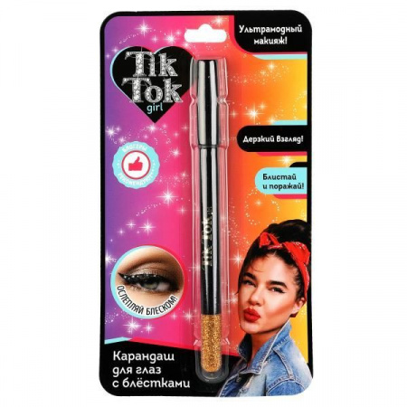 Карандаш для глаз с блестками, золотой TIK TOK GIRL  YL61608TTG - КОЛОРЛОН ВТД Новосибирск