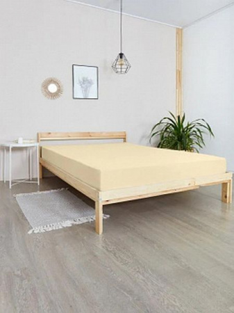 Простыня на резинке 90*200*20 трикотаж (пл.120) (бежевый) - КОЛОРЛОН ВТД Новосибирск