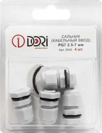 Сальник PG7 диаметр проводника 2.5-7мм IP54, 4шт Dori 2840 - КОЛОРЛОН ВТД Новосибирск