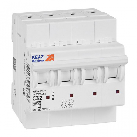 KEAZ 4P C 32А 4.5кА Автомат OptiDin BM63 326824 - КОЛОРЛОН ВТД Новосибирск