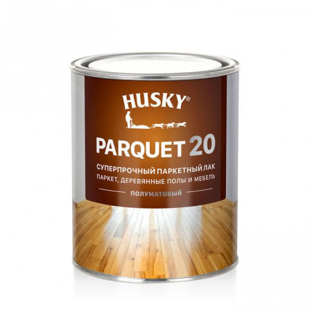 HUSKY PARQUET 20 Суперпрочный паркетный лак полуматовый (0,9л; 6шт) - КОЛОРЛОН ВТД Новосибирск