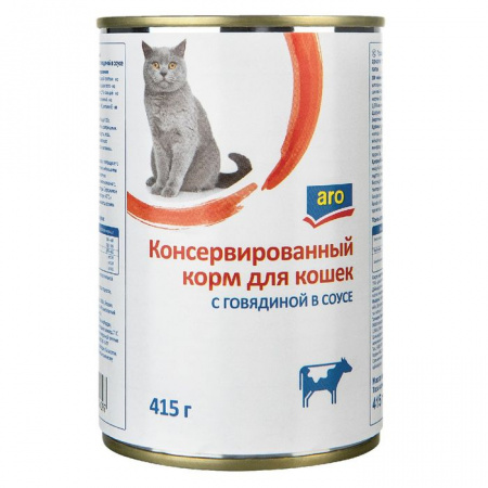 415Г ВЛАЖНЫЙ КОРМ ARO ДЛЯ КОШЕК ГОВЯДИНА - КОЛОРЛОН ВТД Новосибирск
