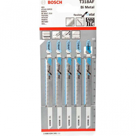 BOSCH Professional5 ЛОБЗИКОВЫХ ПИЛОК T 318 AF, BIM 2608634241 - КОЛОРЛОН ВТД Новосибирск