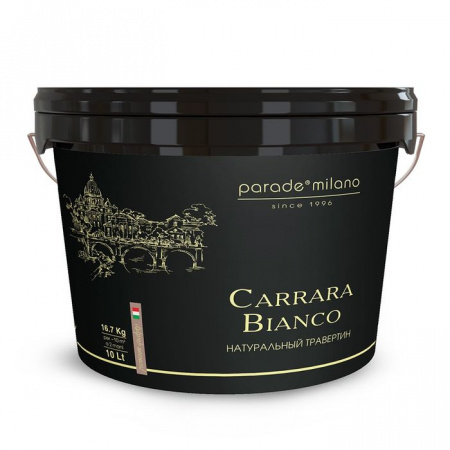 МИЛАНО Декоративная штукатурка с эффектом камня травертин PARADE Carrara Bianco 10л - КОЛОРЛОН ВТД Новосибирск