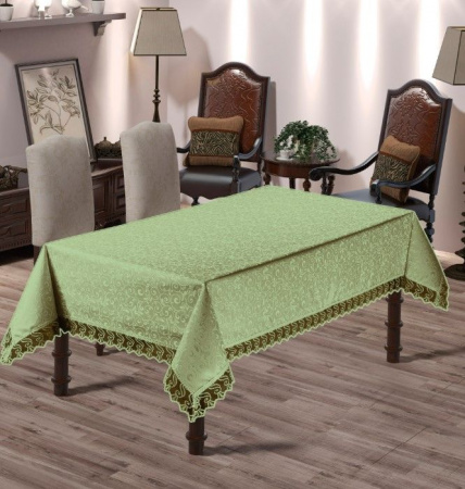 Скатерть DO&CO c гипюром 160x220 КДК (зелёный) - КОЛОРЛОН ВТД Новосибирск