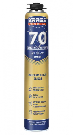 Пена монтажная KRASS Professional V70 пистолетная зима РБ 0,89л - КОЛОРЛОН ВТД Новосибирск