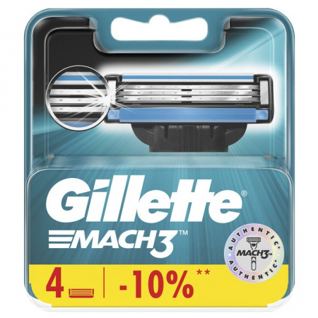 Gillette Mach3 кассеты для бритья (4шт) - КОЛОРЛОН ВТД Новосибирск