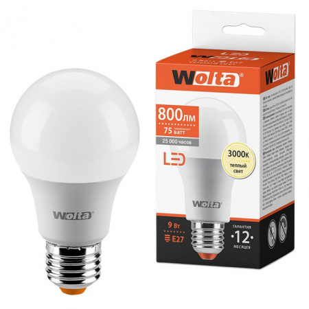 9W Led Wolta A60 Е27 3000К - КОЛОРЛОН ВТД Новосибирск