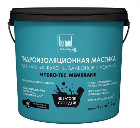 Bergauf Hydro-Tec Membrane 4кг гидроизоляционная мастика - КОЛОРЛОН ВТД Новосибирск