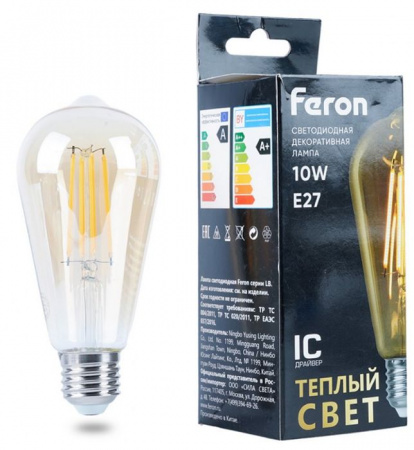 10W Лампа светодиодная, феломен 230V E27 2700K ST64, LB-64 - КОЛОРЛОН ВТД Новосибирск