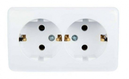 751-0200-127 VIOLA Розетка 2-ая с/з белая (керамика) - КОЛОРЛОН ВТД Новосибирск