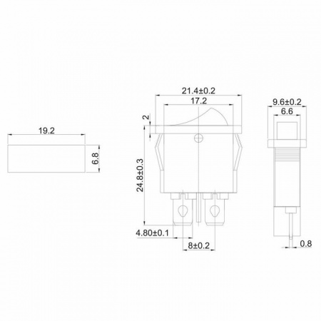 Выключатель-клавиша МИНИ 250В 6А (2с) ВКЛ-ВЫКЛ красный Rexant 36-2051 - КОЛОРЛОН ВТД Новосибирск
