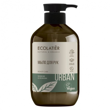 ECOLATIER URBAN  Мыло жидкое д/рук БАЗИЛИК И ЖОЖОБА, 400мл - КОЛОРЛОН ВТД Новосибирск