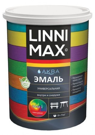 Эмаль акриловая LINNIMAX Аква Эмаль универсальная GL B1 0,9 л - КОЛОРЛОН ВТД Новосибирск