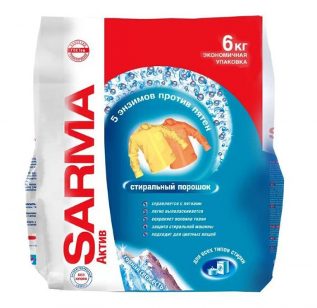 Sarma 6кг Порошок стиральный Актив Горная свежесть - КОЛОРЛОН ВТД Новосибирск