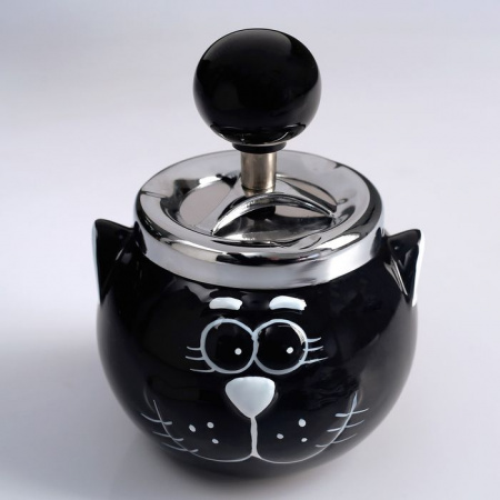 Пепельница бездымная "Кот", 14х10 см, микс   4476140 - КОЛОРЛОН ВТД Новосибирск
