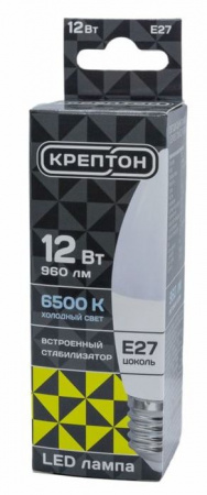 12W Лампа КРЕПТОН LED B35 12W E27 6500K свеча - КОЛОРЛОН ВТД Новосибирск