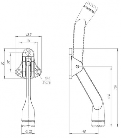 Ограничитель "козья ножка" STOPPER-100 BL (черный) - КОЛОРЛОН ВТД Новосибирск