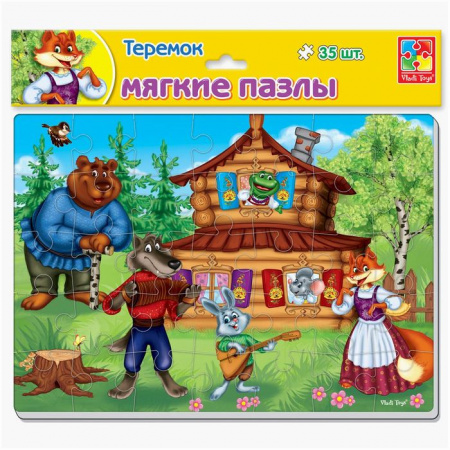 VT1102-15Мягкие пазлы Сказки "Теремок" А4 35 элементов - КОЛОРЛОН ВТД Новосибирск
