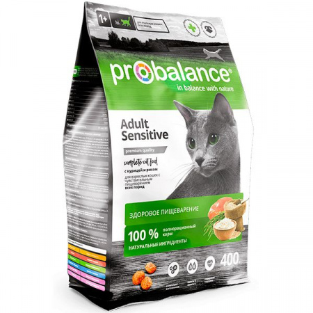 ProBalance корм сух.д/кошек 400гр Sensitive c чувств.пищев. - КОЛОРЛОН ВТД Новосибирск