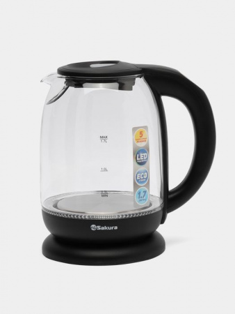 SAKURA чайник электр SA-2718DBK (1.7) стекл 5темп реж - КОЛОРЛОН ВТД Новосибирск