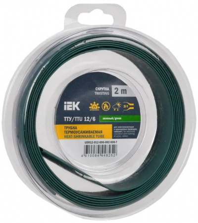 Трубка ТУТ нг-LS 12/6 зеленая (2м) IEK - КОЛОРЛОН ВТД Новосибирск