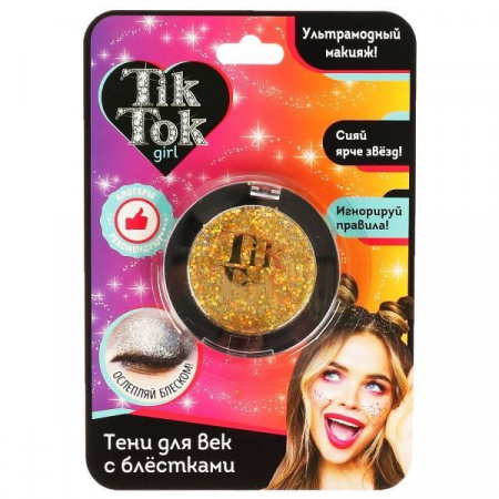 Тени для век с блестками, золотые TIK TOK GIRL  ES61572TTG - КОЛОРЛОН ВТД Новосибирск