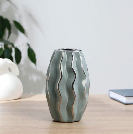 Ваза керамика настольная "Ивори" 7х6х18 см, голубой   9750414 - КОЛОРЛОН ВТД Новосибирск