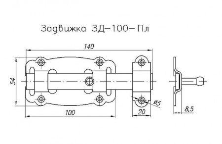 Задвижка дверная ЗД-100-Пл-SL черный матовый  311309   - КОЛОРЛОН ВТД Новосибирск