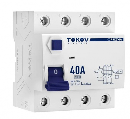 TOKOV УЗО 3P+N 40А AC 30мА 6кА - КОЛОРЛОН ВТД Новосибирск