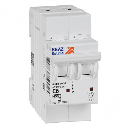 KEAZ 2P C  6А 4.5кА Автомат OptiDin BM63 326801 - КОЛОРЛОН ВТД Новосибирск