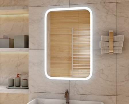 Зеркало Glamour  Led" 600х800 с подогревом, часами - КОЛОРЛОН ВТД Новосибирск