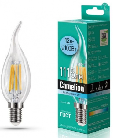 12W Camelion LED12-CW35-FL/845/E14  (Эл.лампа светодиодная 12Вт 220В) - КОЛОРЛОН ВТД Новосибирск