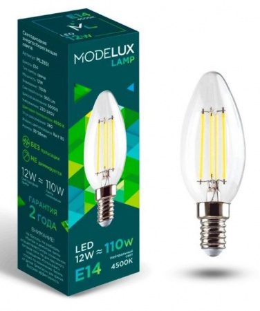12W MODELUX ML2851- С35-12W-Е14-4500 clear - КОЛОРЛОН ВТД Новосибирск
