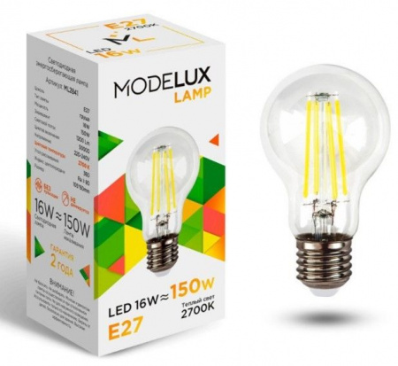 16W MODELUX ML2841- А60-16W-Е27-2700 clear - КОЛОРЛОН ВТД Новосибирск