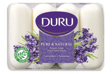 Duru PURE&NAT мыло "Лаванда" (э/пак) 4*85г - КОЛОРЛОН ВТД Новосибирск