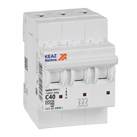 KEAZ 3P C 40А 4.5кА Автомат OptiDin BM63 326816 - КОЛОРЛОН ВТД Новосибирск