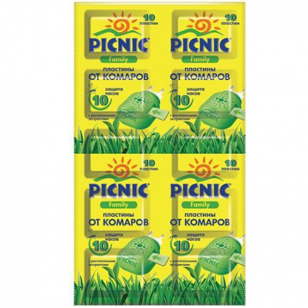 Picnic Family пластины от комаров 10шт - КОЛОРЛОН ВТД Новосибирск
