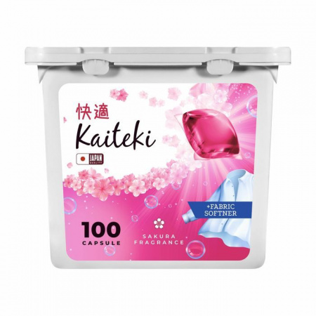 Kaiteki Капсулы для стирки 3в1 "Softener", аромат Сакуры, 100 шт - КОЛОРЛОН ВТД Новосибирск
