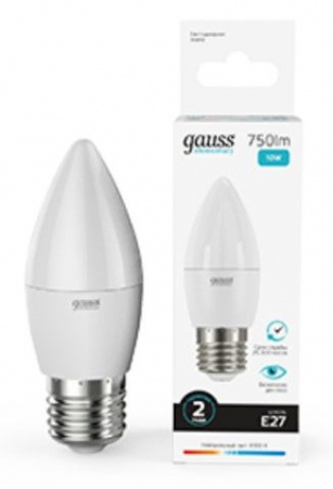10W Gauss Elementary Свеча 10W 750lm 4100K E27 LED - КОЛОРЛОН ВТД Новосибирск