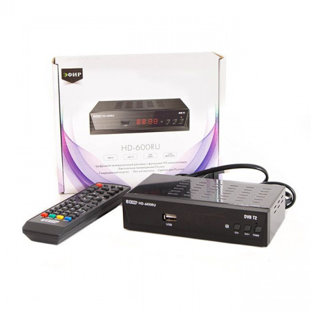 Ресивер эфирный цифровой DVB-T2 HD HD-600RU металл, дисплей, Эфир - КОЛОРЛОН ВТД Новосибирск